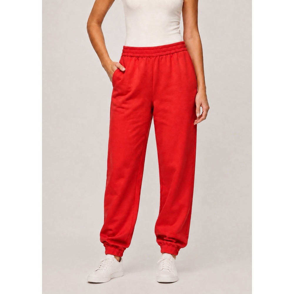 Alice + Olivia Pete Jogger Pants Women's M Paprika Red Pull On Cuffed